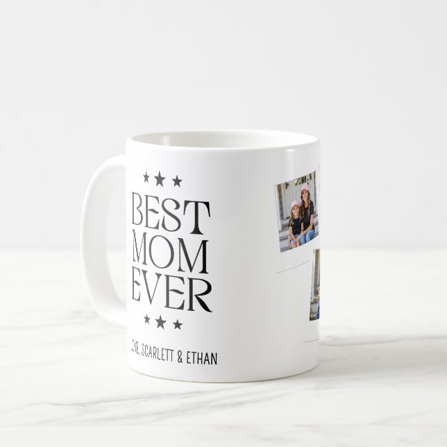 Bästa mamma någonsin Modernt ögonblicksstil 4 bild Kaffemugg (Framsida vänster)