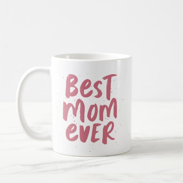 Bästa mamma någonsin, modernt rosa-foto-mors dag kaffemugg (Vänster)