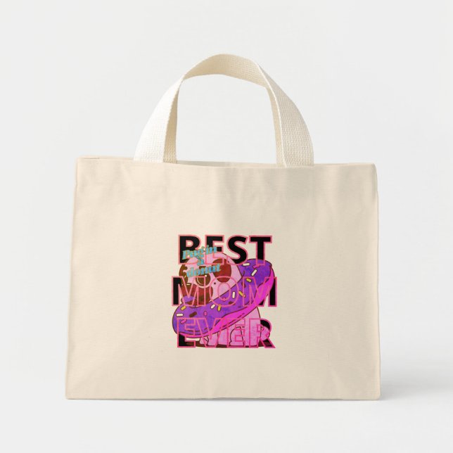 Bästa mamma någonsin mops i en donut mini tygkasse (Framsidan)