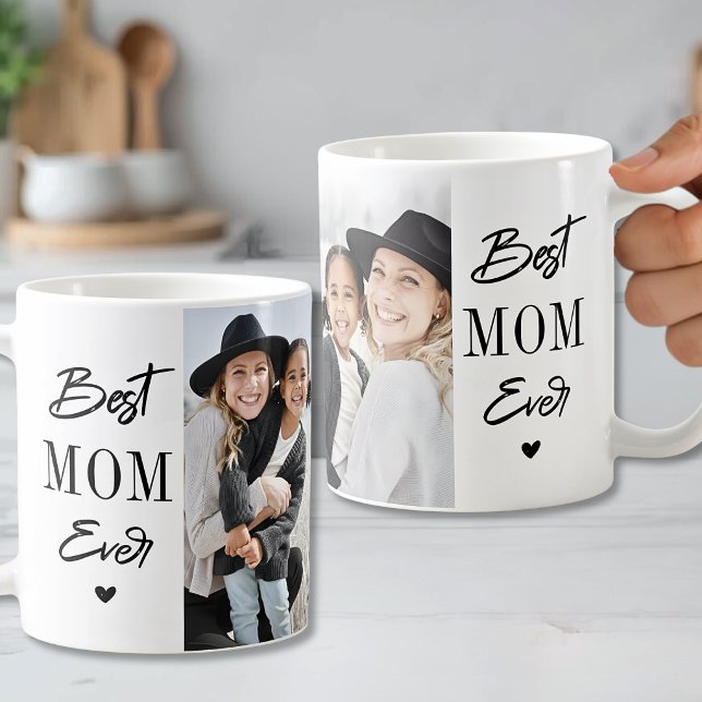 Bästa mamma någonsin Mor 2 Foto Kaffemugg (Best Mom Ever Mother 2 Photo Coffee Mug )