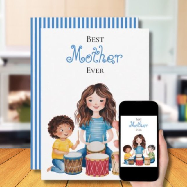 Bästa mamma någonsin Mor Barn Musik Konst Design Kort (Skapare uppladdad)