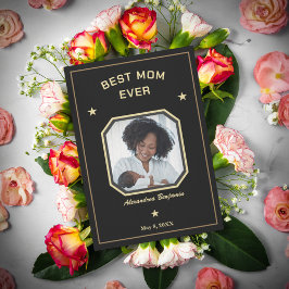Bästa mamma någonsin Mor Familj Foto Guld Svart Kort