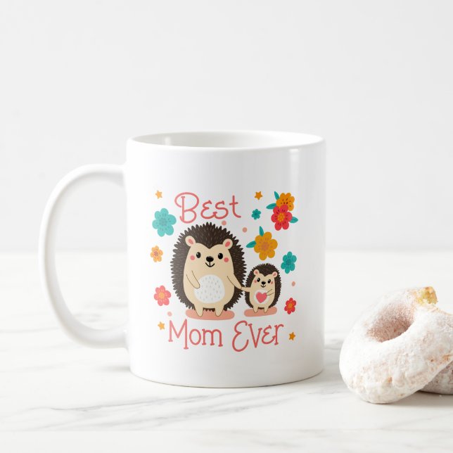 Bästa Mamma någonsin Mor och Baby Hedgehog Kaffemugg (Med munk)