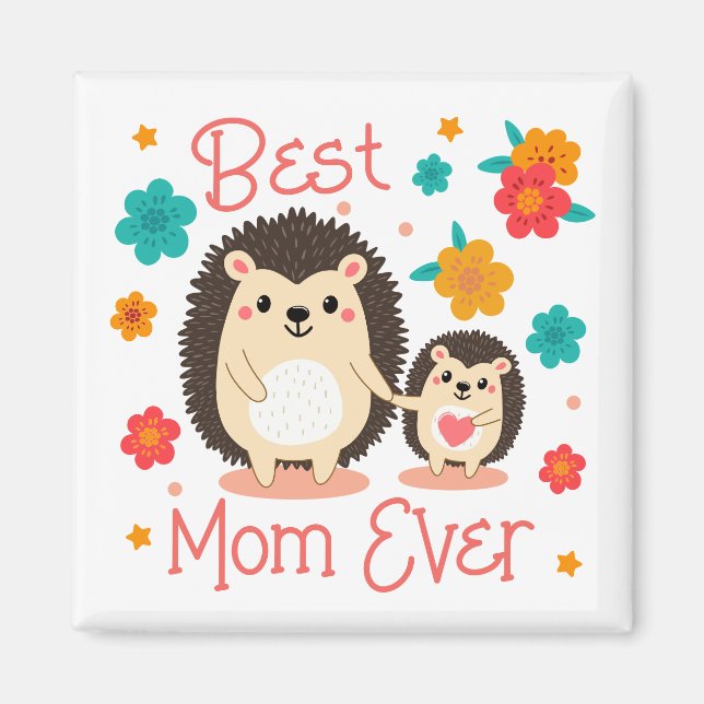 Bästa mamma någonsin Mor och baby igelkott Magnet (Framsidan)