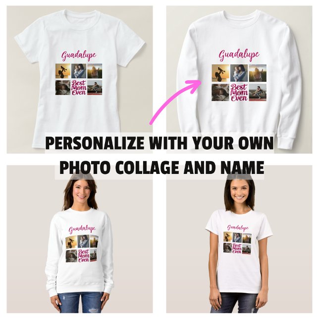 Bästa Mamma någonsin Mor Photo Collage T Shirt (Best Mom Ever Mother's Photo Collage T-Shirt)