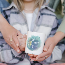 Bästa Mamma någonsin Mor Watercolor Blommigt Blue  Två-Tonad Mugg
