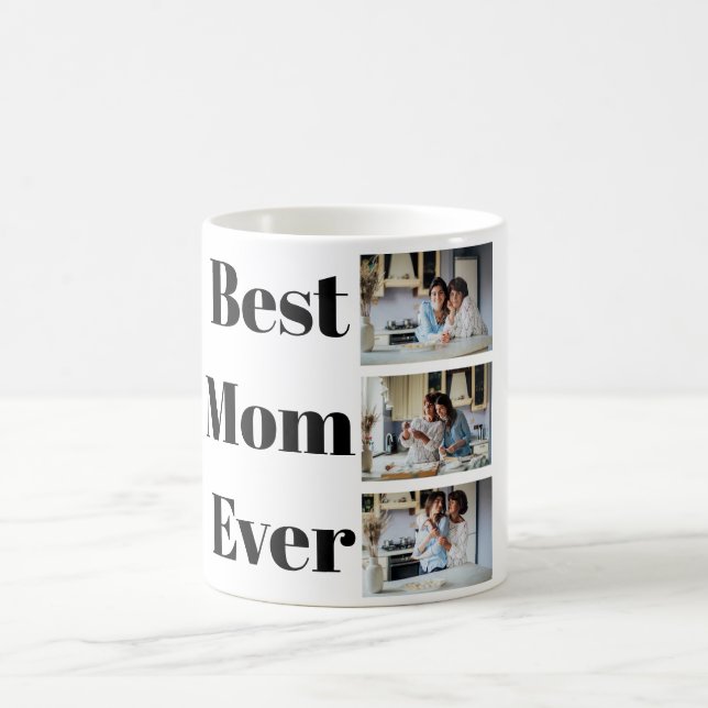 Bästa Mamma någonsin Mors dag 3-fotokollage Kaffemugg (Center)