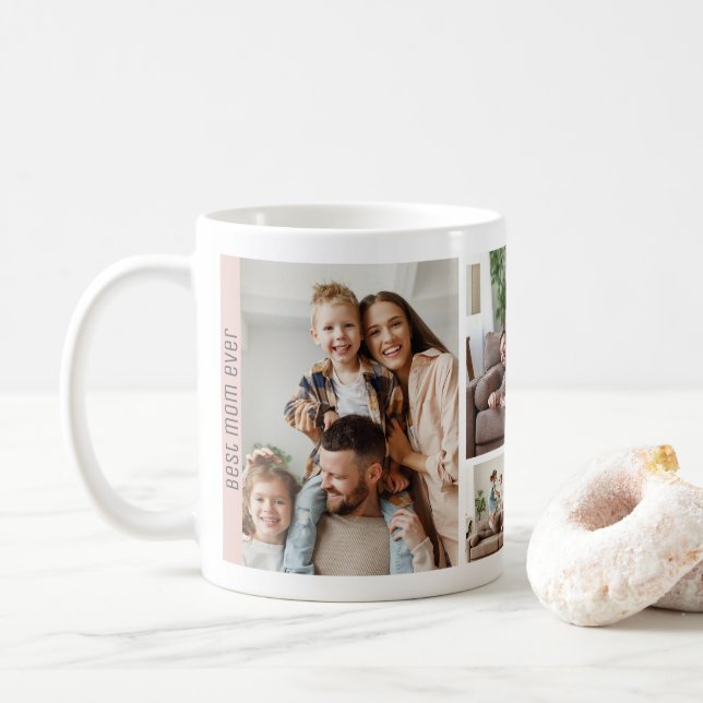 Bästa mamma någonsin Mors dag 5 bilder rosablush Kaffemugg (Med munk)
