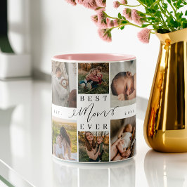Bästa Mamma någonsin | Mors dag 8 Fotokollage Två-Tonad Mugg