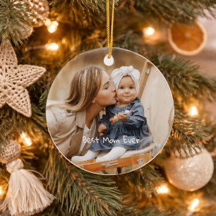 Bästa mamma någonsin Mors dag Anpassad bild Julgransprydnad Keramik