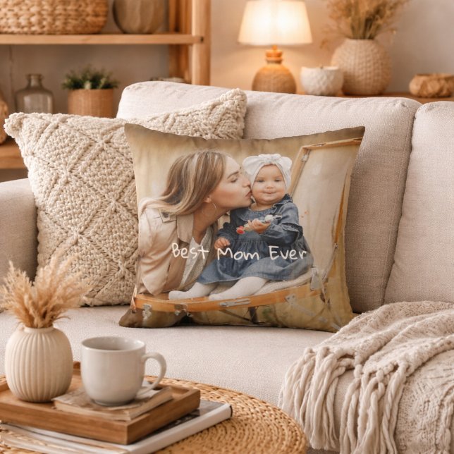 Bästa mamma någonsin Mors dag Anpassad bild Kudde (Skapare uppladdad)