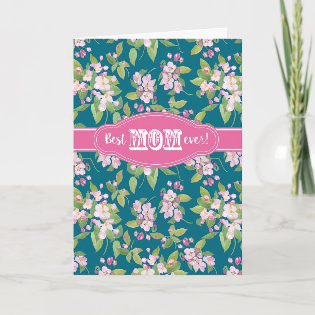 Bästa Mamma någonsin Mors dag Apple-Blommarna Mörk Kort (Framsida)