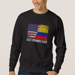 Bästa Mamma någonsin Mors dag Colombia USA Flagga Lång Ärmad Tröja
