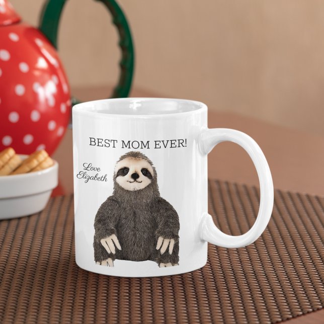 Bästa Mamma någonsin Mors dag Cute Sloth Animal Kä Kaffemugg (Sloth Mother's Day Best Mom Custom Mug)