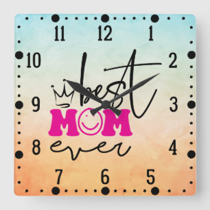 Bästa Mamma någonsin Mors dag-design-63344 Fyrkantig Klocka