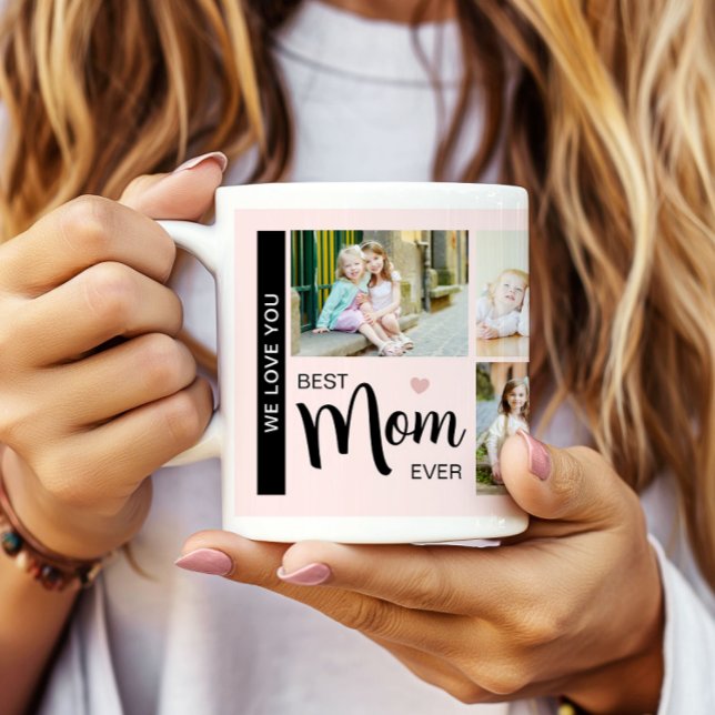 Bästa Mamma någonsin Mors dag-foto  Rosa Kaffemugg (Best Mom Ever Mothers Day Photo Blush Pink Coffee Mug)