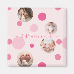 Bästa Mamma någonsin Mors dag Photo Rosa polka dot Magnet