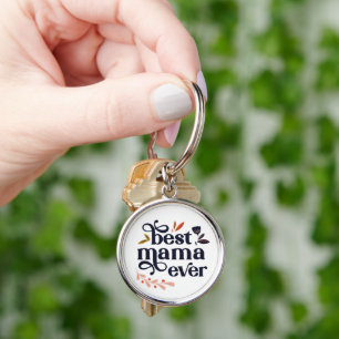Bästa Mamma någonsin Mors dag Rund Silverfärgad Nyckelring