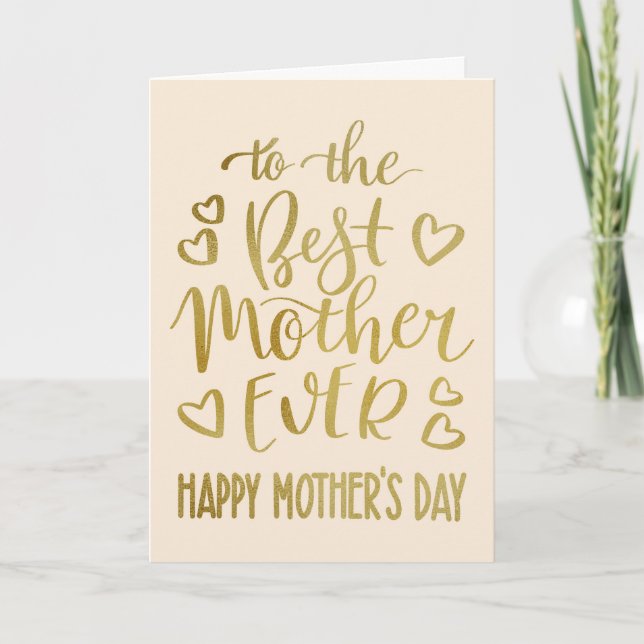 Bästa mamma någonsin Mors dag typografi i guld Kort (Framsida)