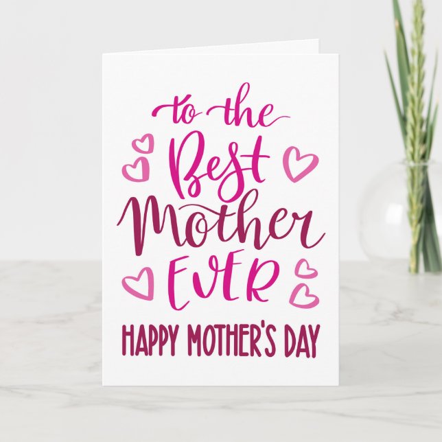 Bästa mamma någonsin Mors dagstypografi i rosa Kort (Framsida)