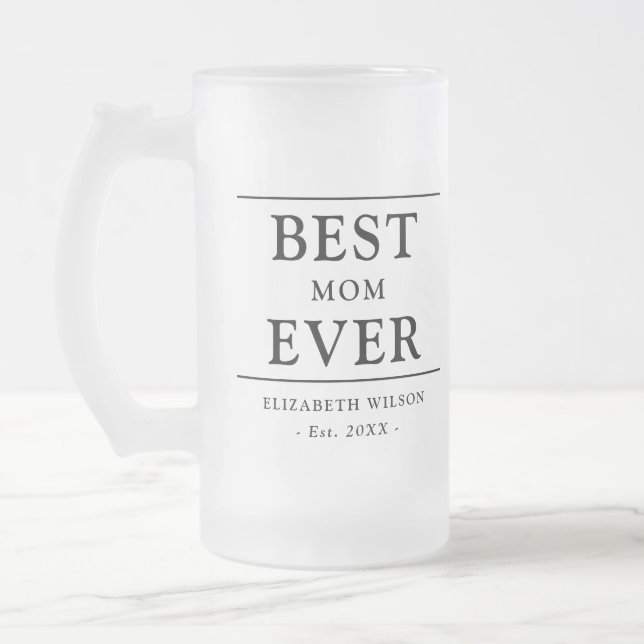 Bästa mamma någonsin Mors gåva Frostat Ölglas (Vänster)