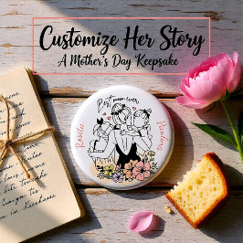 Bästa Mamma någonsin, morsa, barn och blommor, anp Knapp