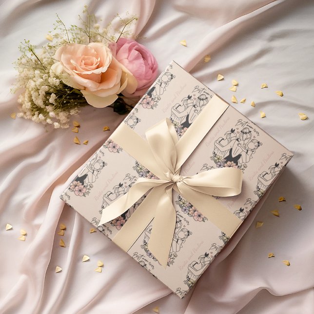 Bästa Mamma någonsin, morsa, barn och blommor, anp Presentpapper (Best Mom ever mum, children and flowers custom Wrapping Paper)