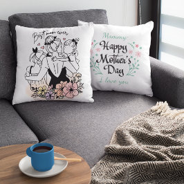 Bästa Mamma någonsin morsa, barn och blommor i anp Kudde