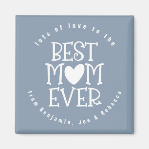 Bästa Mamma någonsin Morsa Namn White Dusty Blue Magnet