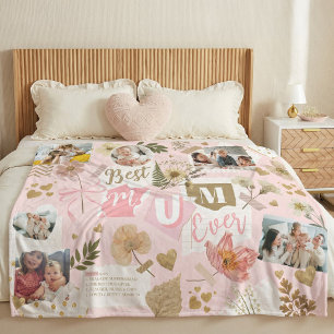 Bästa mamma någonsin Morsdags Scrapbook Foto Colla Fleecefilt