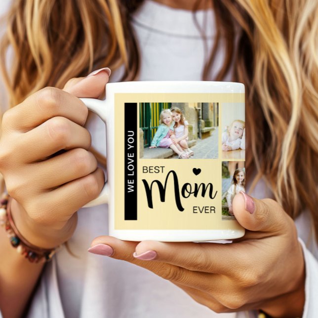 Bästa mamma någonsin Morsdagsfoto Gul Kaffemugg (Best Mom Ever Mothers Day Photo Yellow Coffee Mug)