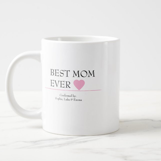 Bästa Mamma någonsin Mugg med Rosa hjärta - bekräf Jumbo Mugg (Vänster)