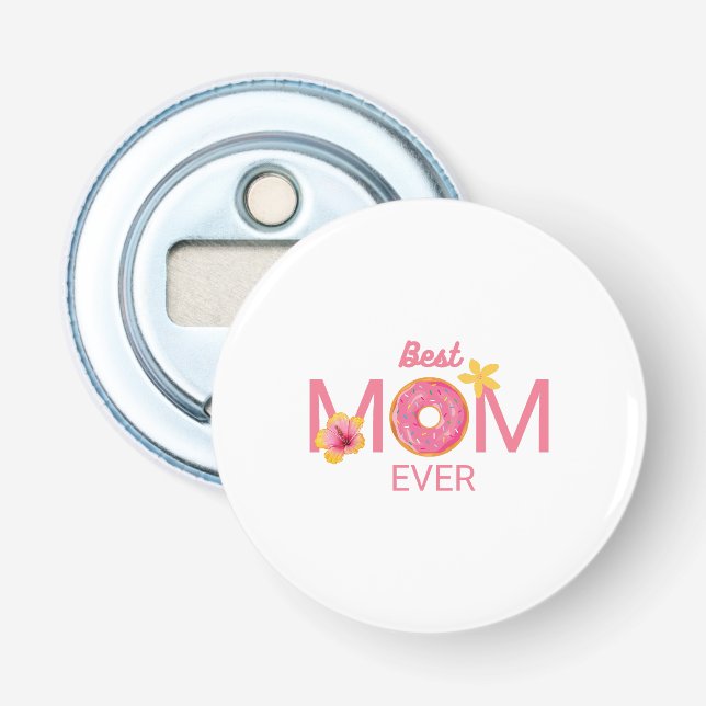 Bästa mamma någonsin Munk Blommig Flasköppnare (Framsidan)