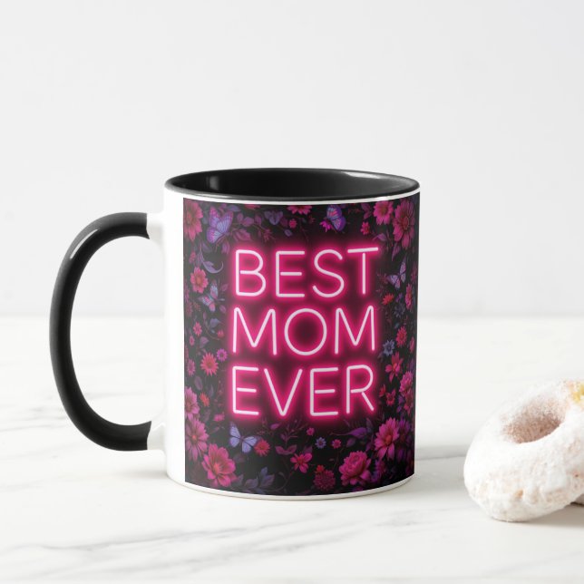 Bästa Mamma någonsin Offert Rosa Flowers och Butte Mugg (Med munk)