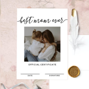 Bästa Mamma någonsin-Officiell-certifikat Mors dag Inbjudningar