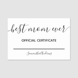Bästa Mamma någonsin-Officiell-certifikat Namn bri Namnbricka