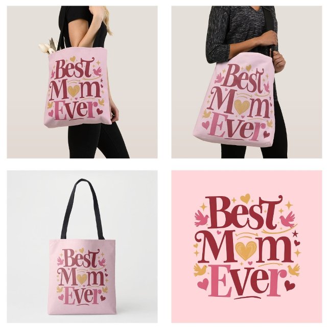 Bästa mamma någonsin på mors dag tygkasse (Mother's Day Best Mom Ever tote bags)