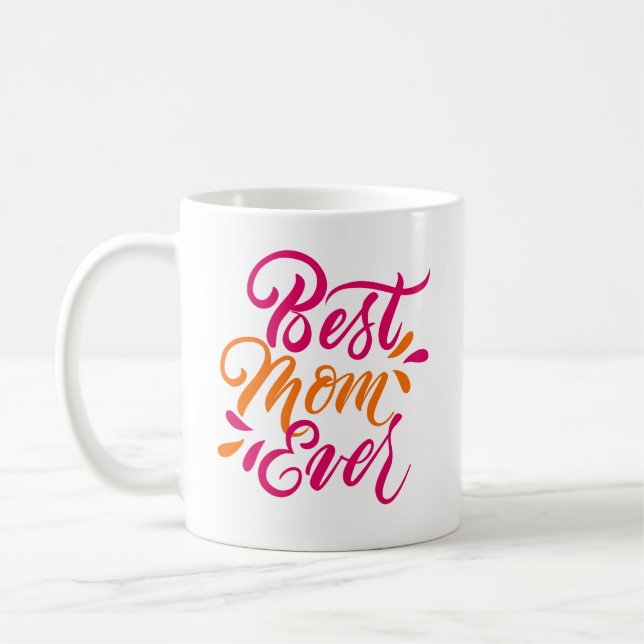 Bästa Mamma någonsin-penselkalligrafi Kaffemugg (Vänster)