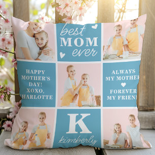 Bästa MAMMA någonsin Personlig 7-bilders kollage M Kudde