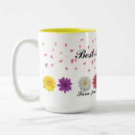 Bästa mamma någonsin Personlig blomsterfödelsedags Två-Tonad Mugg