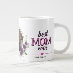 Bästa mamma någonsin Personlig Foto Blommig Jumbo Mugg