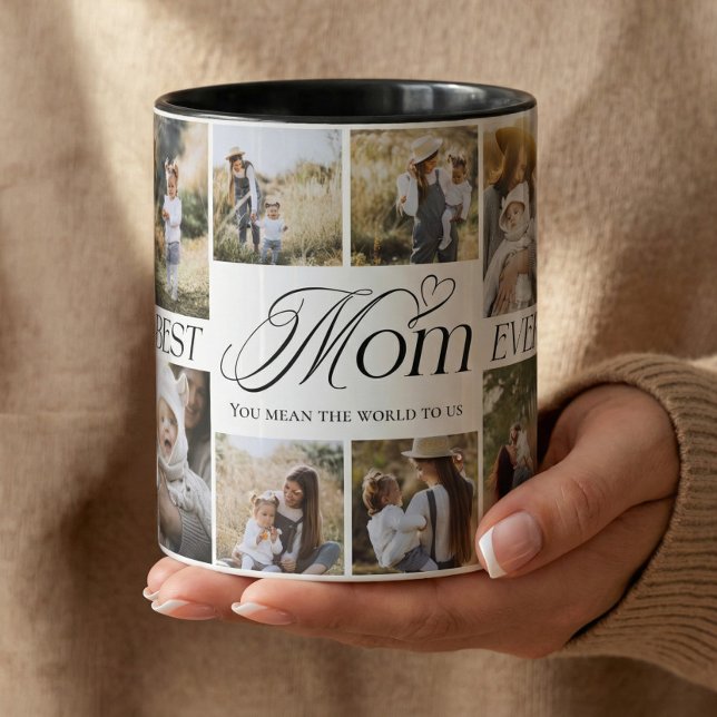 Bästa mamma någonsin Personlig fotokollage minness Mugg (Best Mom Ever Personalized Photo Collage keepsake Mug)