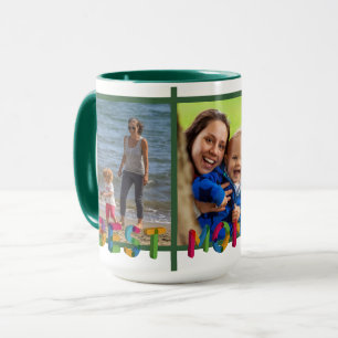 Bästa mamma någonsin Personlig grön fotokollage Mugg