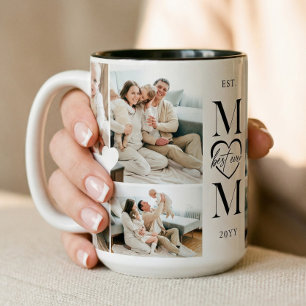 Bästa mamma någonsin Personlig hjärta med fotokoll Två-Tonad Mugg
