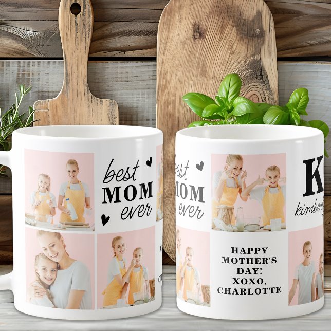 Bästa MAMMA någonsin-Personlig Monogram 7-foto Kaffemugg (Skapare uppladdad)
