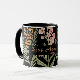 Bästa Mamma någonsin - Personlig Namn blommigt Mugg