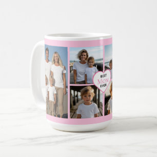 Bästa Mamma någonsin-personlig rosa 6-fotomall Kaffemugg