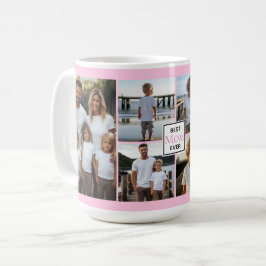 Bästa Mamma någonsin-personlig rosa 6-fotomall Kaffemugg