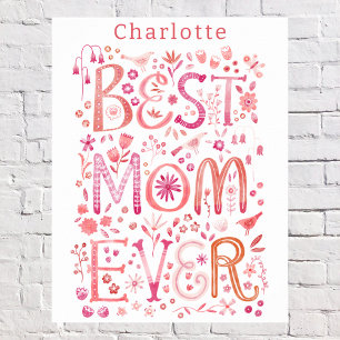 Bästa Mamma någonsin-Personligens vattenfärg Poster