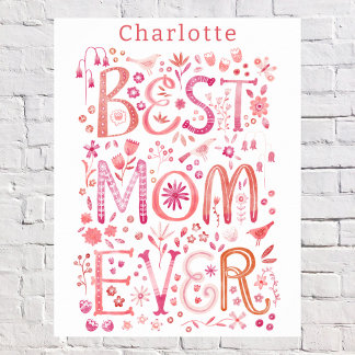 Bästa Mamma någonsin-Personligens vattenfärg Poster